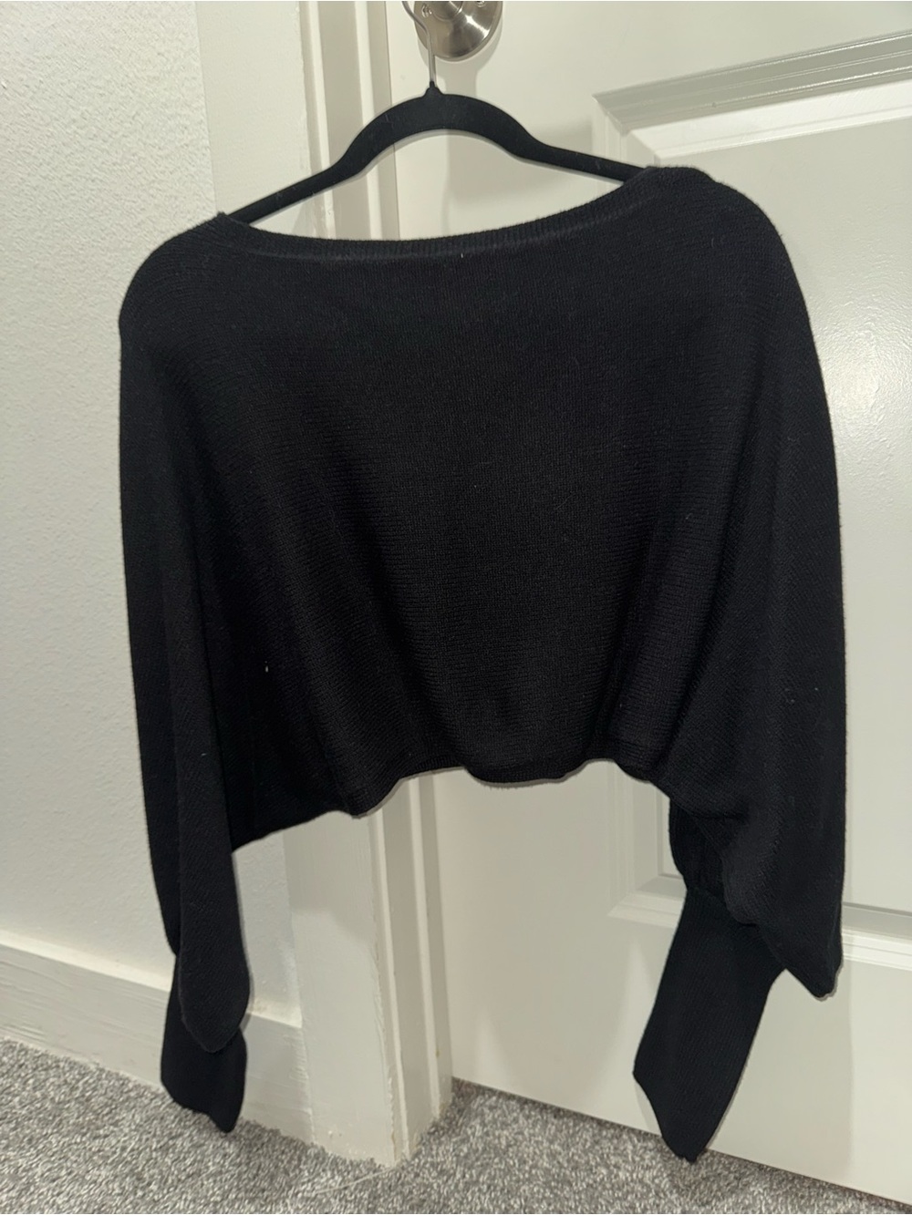 Zara Black Cropped Batwing Knit Sweater